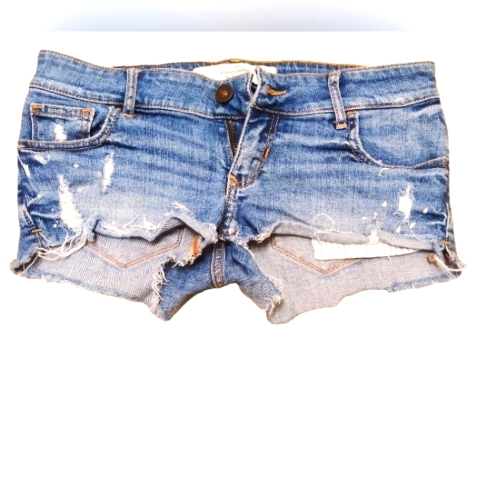 ABERCROMBIE & FITCH BLUE DISTRESSED JEANS SHORTS - HERS Size 4